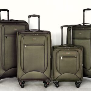 BLD 111: 4-piece lightweight luggage set with lock, 8 tested wheels, and expandable polyester design. Drop/Handle/Zeper tested.